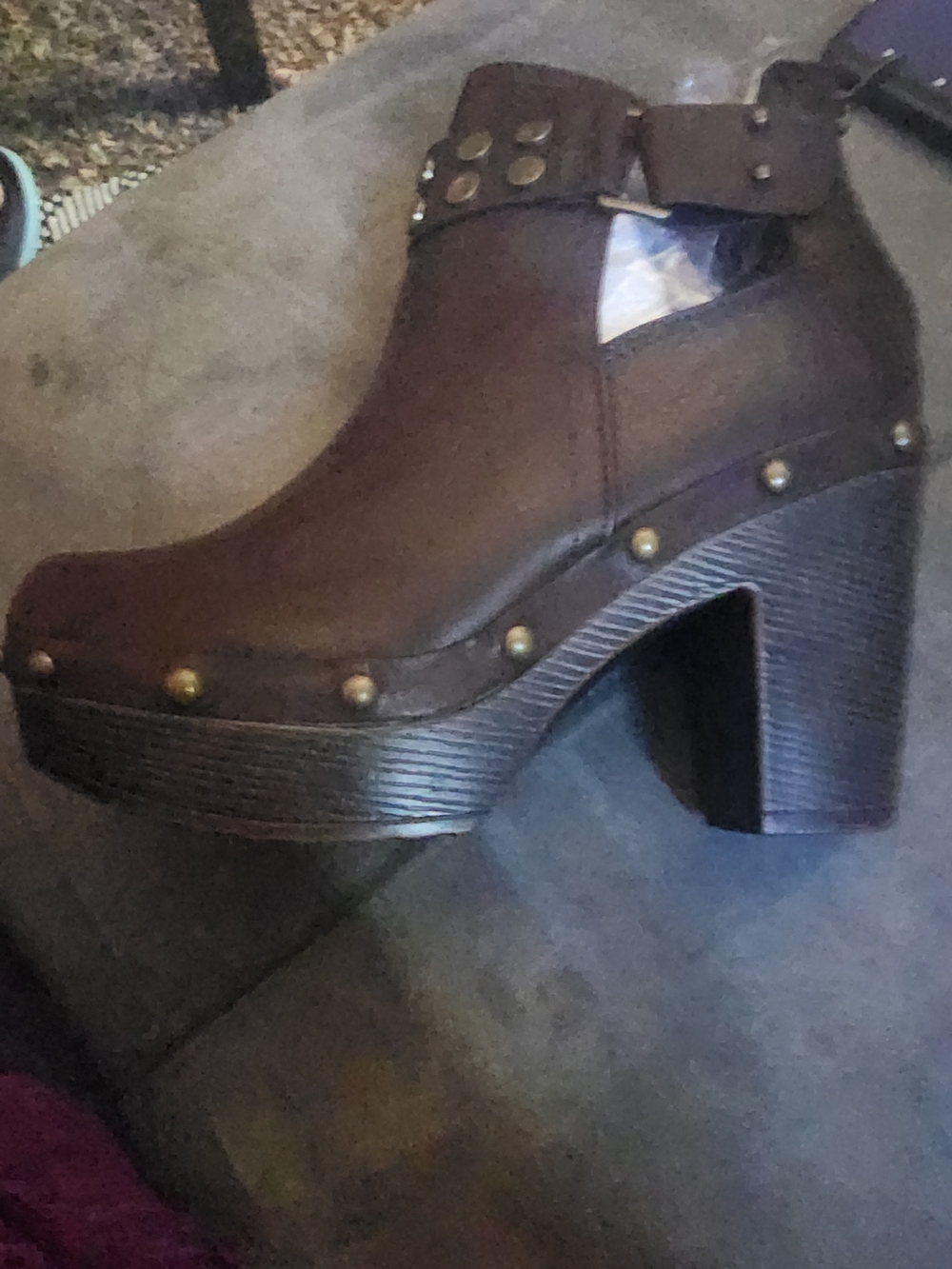 Nature Breeze Brown Studded Platform Ankle Boot